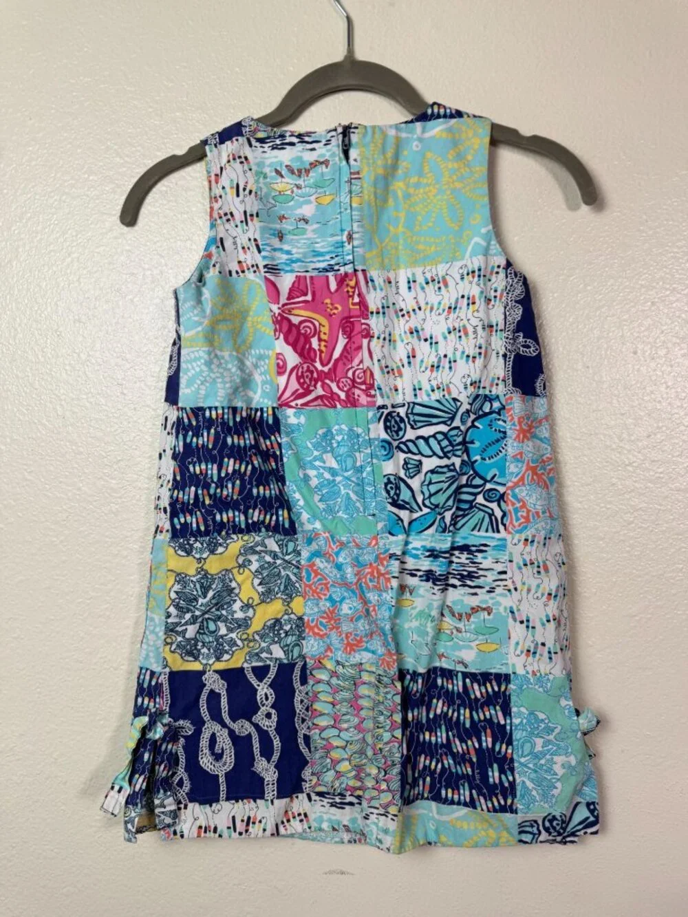 Lilly Pulitzer Girls Patchwork Sleeveless Shift Dress kids Size 7 100% Cotton